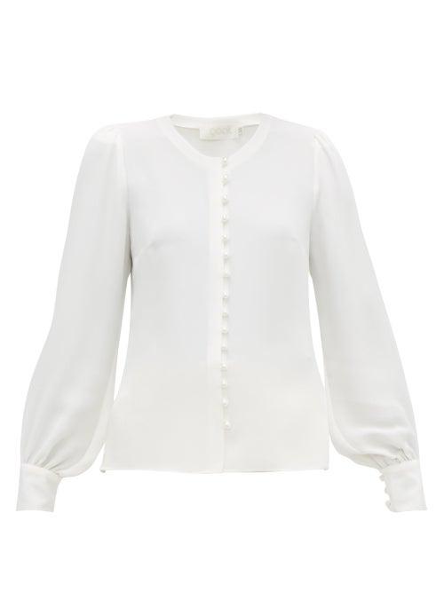 Matchesfashion.com Goat - Jude Faux Pearl Button Silk Crepe Blouse - Womens - White