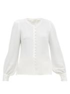 Matchesfashion.com Goat - Jude Faux Pearl Button Silk Crepe Blouse - Womens - White