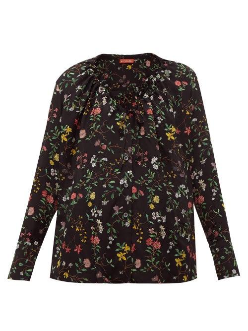 Matchesfashion.com Altuzarra - Bowie Floral Print Silk Blouse - Womens - Black Print