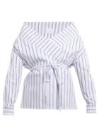 Stella Jean Tie-waist Striped Cotton Wrap Top