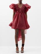 Aje - Gretta Bow-trimmed Organza Mini Dress - Womens - Burgundy