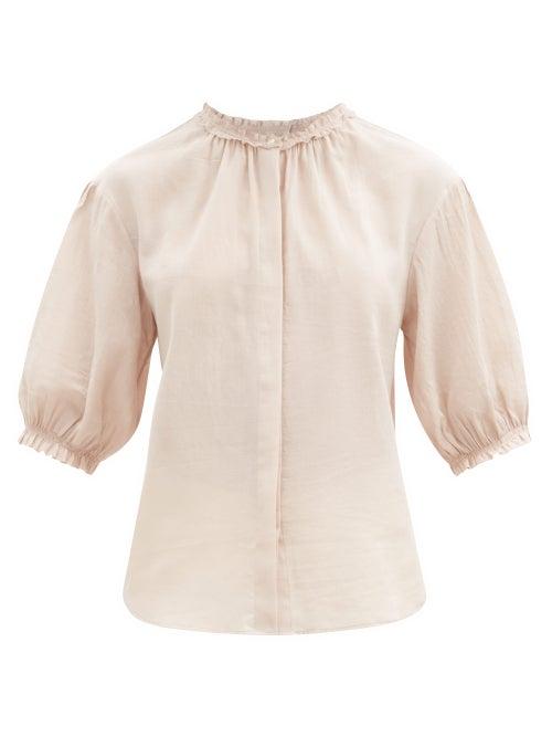 Matchesfashion.com Loup Charmant - Pico Ruffled Organic-cotton Blouse - Womens - Light Pink