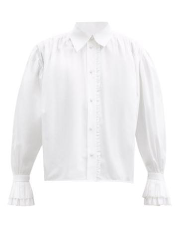 Matchesfashion.com Khaite - Vanina Frilled Cotton-poplin Shirt - Womens - White