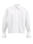 Matchesfashion.com Khaite - Vanina Frilled Cotton-poplin Shirt - Womens - White