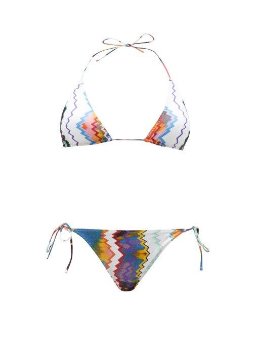Missoni Mare - Zigzag-print Triangle Bikini - Womens - White