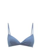 Matchesfashion.com Matteau - The Tri Crop Triangle Bikini Top - Womens - Blue
