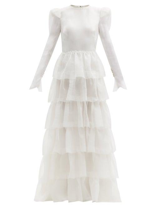 Matchesfashion.com The Vampire's Wife - Titania Long-sleeved Ruffled-organza Gown - Womens - Ivory
