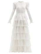 Matchesfashion.com The Vampire's Wife - Titania Long-sleeved Ruffled-organza Gown - Womens - Ivory