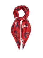 Matchesfashion.com Vetements - Spiderman Print Silk Scarf - Womens - Red