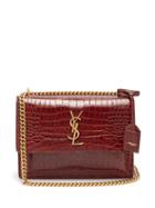 Matchesfashion.com Saint Laurent - Sunset Medium Croc Effect Leather Cross Body Bag - Womens - Dark Brown