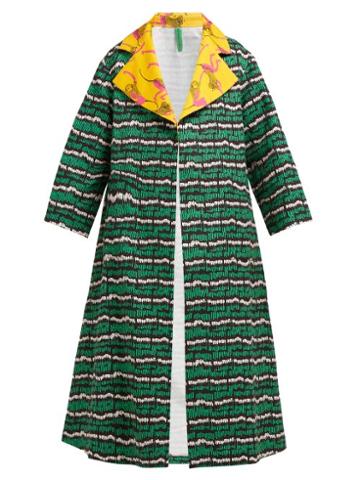Matchesfashion.com Rianna + Nina - Abstract Print Cotton Blend Coat - Womens - Green Multi