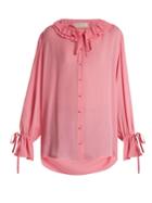 Etro Ruffled-collar Silk Crepe De Chine Blouse