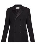 Matchesfashion.com Saint Laurent - Double Breasted Twill Tuxedo Jacket - Womens - Black