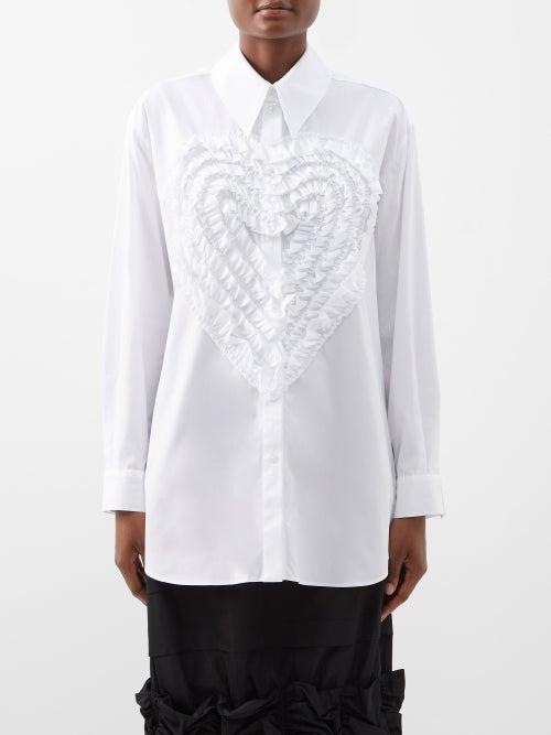 Simone Rocha - Heart-appliqu Cotton-poplin Shirt - Womens - White