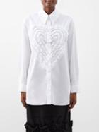 Simone Rocha - Heart-appliqu Cotton-poplin Shirt - Womens - White