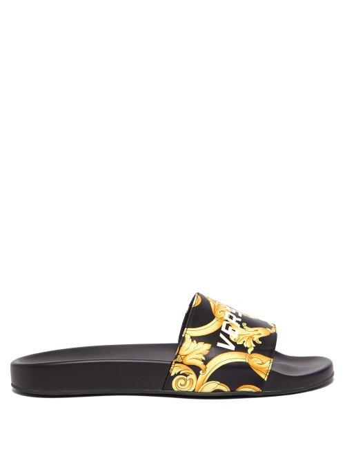 Matchesfashion.com Versace - Baroque Print Slides - Mens - Black Gold