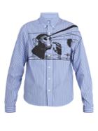 Prada Monkey-print Striped Cotton Shirt