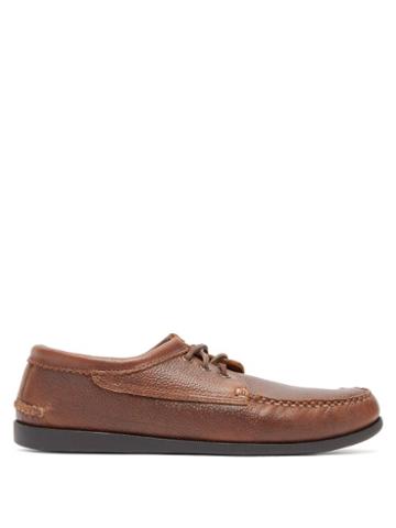 Matchesfashion.com Quoddy - Blucher Leather Moccasins - Mens - Dark Brown