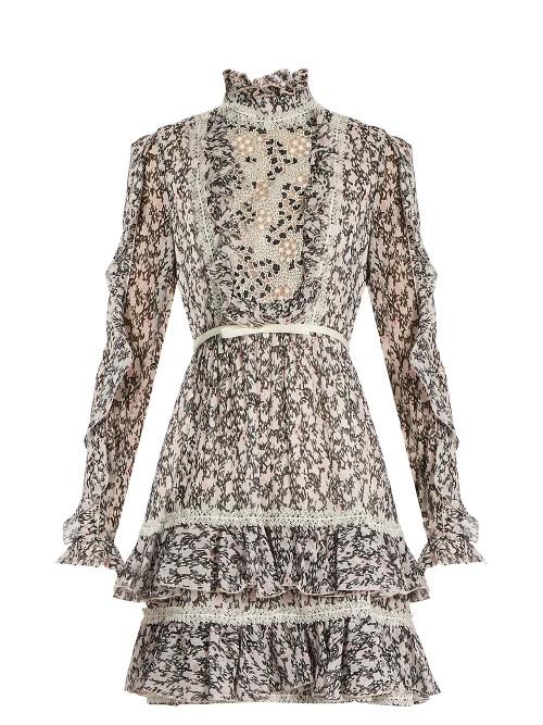 Giambattista Valli Floral-print Ruffled Silk-georgette Dress
