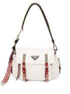 Matchesfashion.com Prada - Vela Leather Trimmed Cross Body Bag - Womens - White