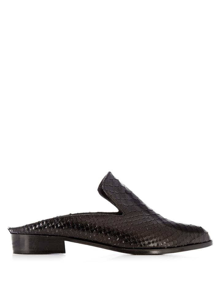 Robert Clergerie Alice Snake-effect Leather Slip-on Loafers