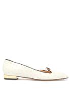 Matchesfashion.com Charlotte Olympia - Kitty Ostrich Leather Flats - Womens - White