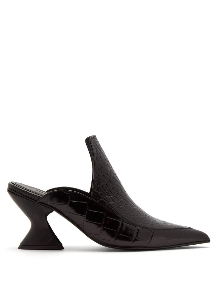 Marques'almeida Point-toe Crocodile-effect Leather Mules
