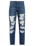 Matchesfashion.com Junya Watanabe - Lace Patchwork Straight Leg Jeans - Womens - Blue