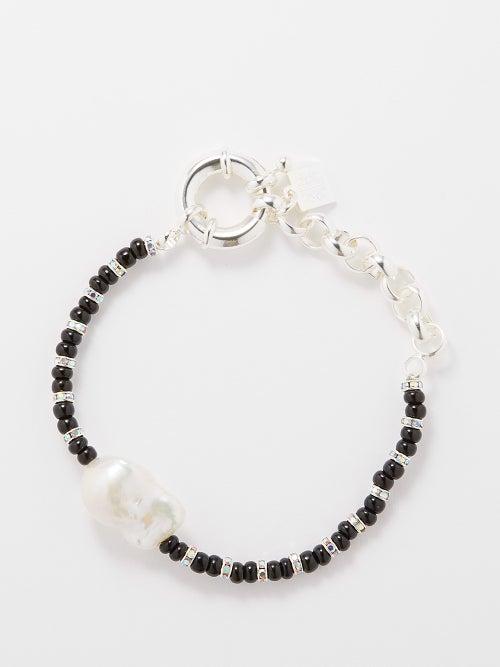 Pearl Octopuss.y - Pearl, Crystal & Sterling Silver-plated Bracelet - Womens - Silver Multi