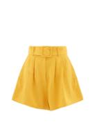 Matchesfashion.com Adriana Degreas - High-rise Slubbed-poplin Shorts - Womens - Yellow