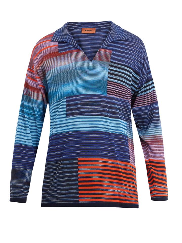 Missoni Open-neck Long-sleeved Polo Cotton Shirt