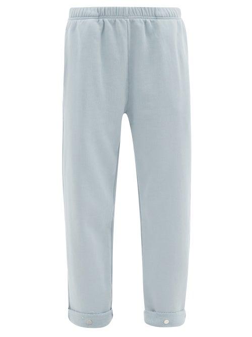 Ladies Rtw Les Tien - Snap-front Brushed-back Cotton Track Pants - Womens - Light Blue