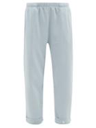 Ladies Rtw Les Tien - Snap-front Brushed-back Cotton Track Pants - Womens - Light Blue