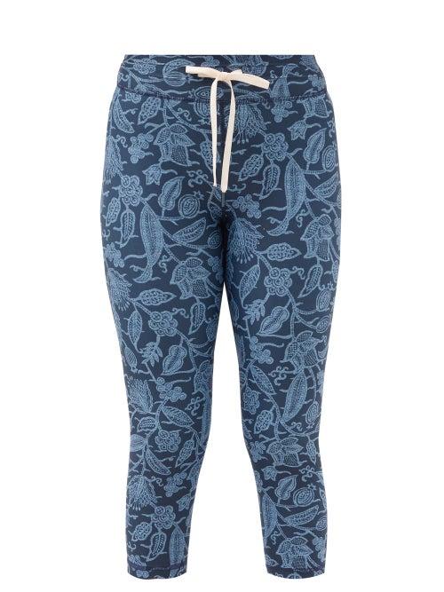 Matchesfashion.com The Upside - Nyc Batik-print Drawstring Cropped Leggings - Womens - Blue Print