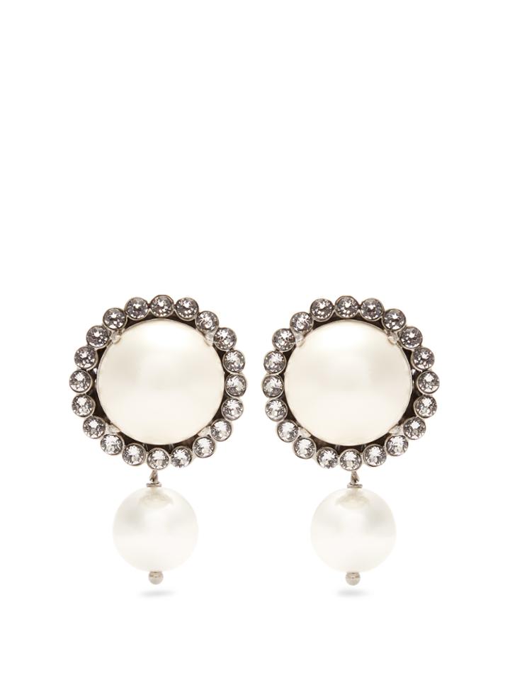 Miu Miu Faux-pearl Clip-on Drop Earrings