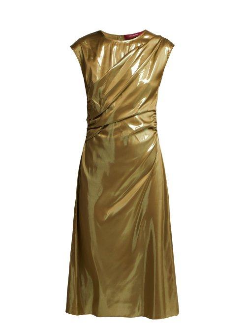 Matchesfashion.com Sies Marjan - Edie Gathered Satin Dress - Womens - Green