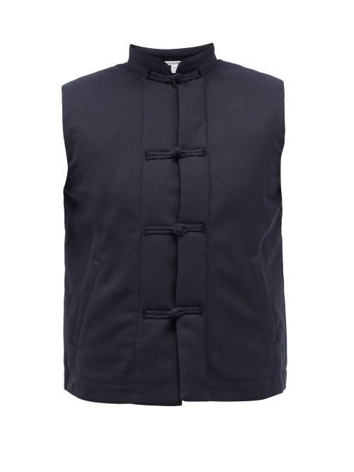 Comme Des Garons Shirt - Stand-collar Padded-gabardine Gilet - Mens - Navy
