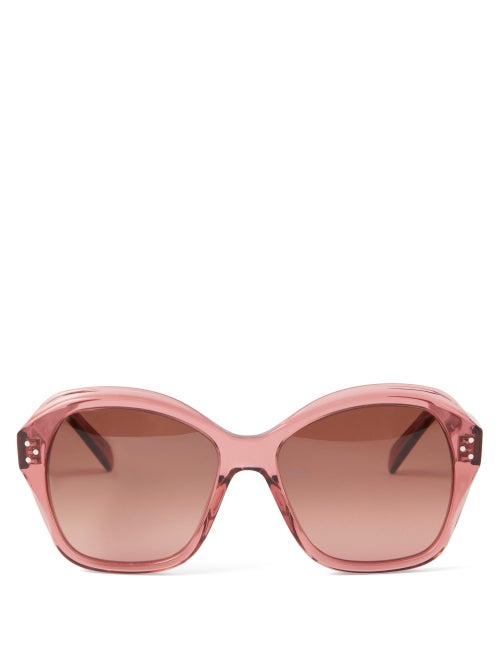Celine Eyewear - Oversized Round Acetate Sunglasses - Womens - Dusty Pink