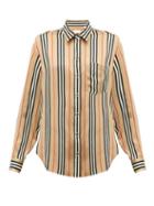 Matchesfashion.com Burberry - Icon Stripe Silk Shirt - Womens - Beige Multi