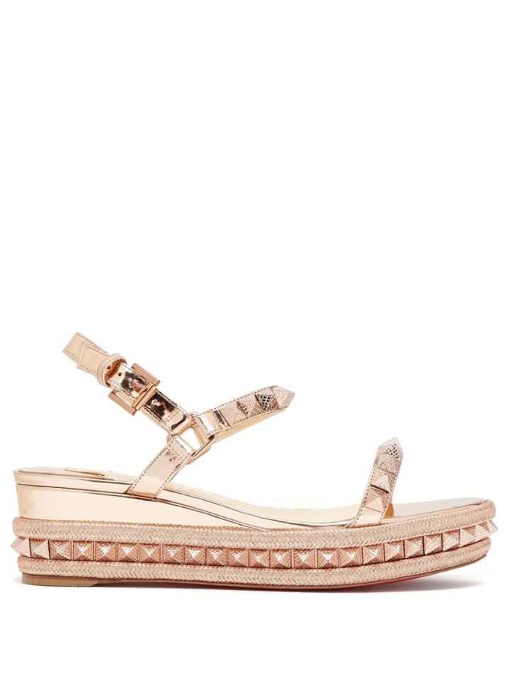 Christian Louboutin Pyraclou 60 Metallic-leather Flatform Sandals