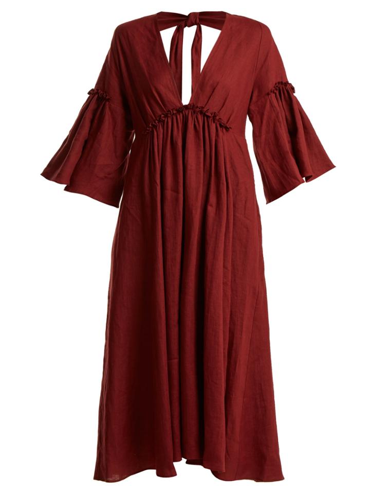Three Graces London Georgiana Tie-back Linen Dress