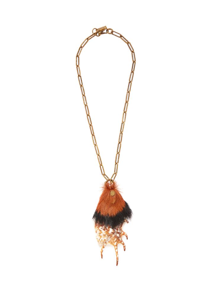 Prada Shell And Fur-pendant Necklace
