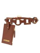 Matchesfashion.com Jacquemus - Ceinture Wood And Leather Purse Belt - Womens - Brown