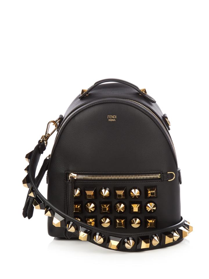 Fendi Stud-embellished Leather Cross-body Bag