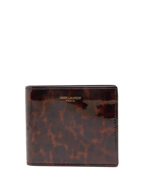Matchesfashion.com Saint Laurent - Tortoiseshell-effect Leather Bi-fold Wallet - Mens - Black Brown