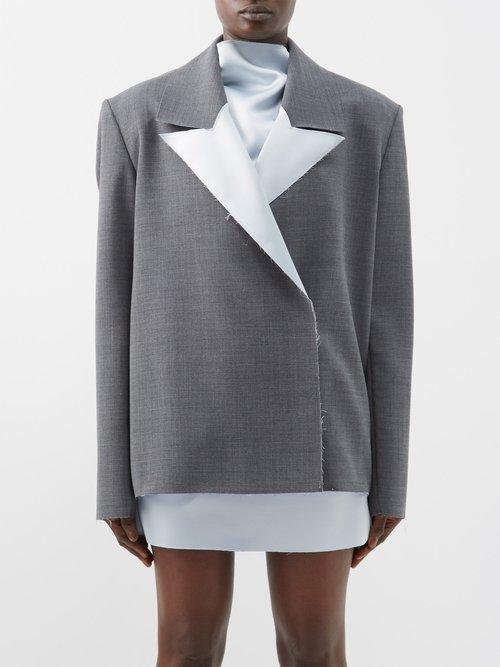 16arlington - Willa Oversized-lapel Jersey Blazer - Womens - Dark Grey