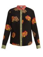 Redvalentino Flying Bouquet-print Silk Crepe De Chine Shirt