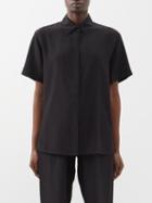 Matteau - Silk-crepe Short-sleeved Shirt - Womens - Black