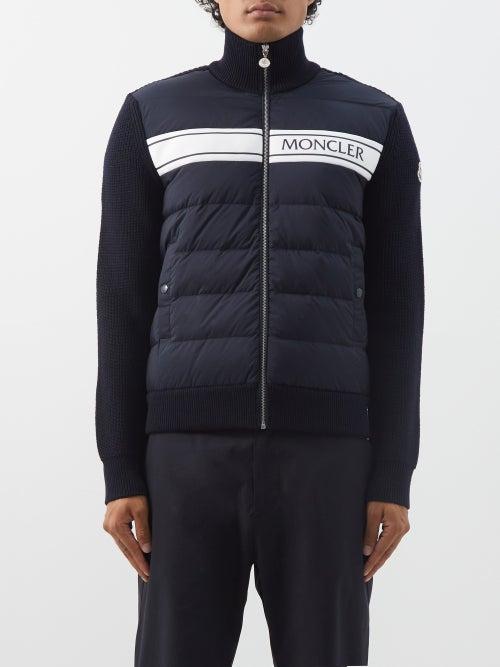 Moncler - Zipped Wool And Nylon Down Jacket - Mens - Navy