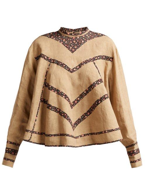 Matchesfashion.com Isabel Marant - Moony Oversized Linen Blouse - Womens - Beige